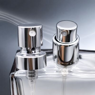 پمپ اسپری عطر بدنه آلومینیومی با اسپری مه ریز و گزینه های یقه پلاستیکی یا فلزی