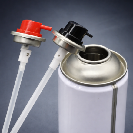 Front view of 360° aerosol spray valve